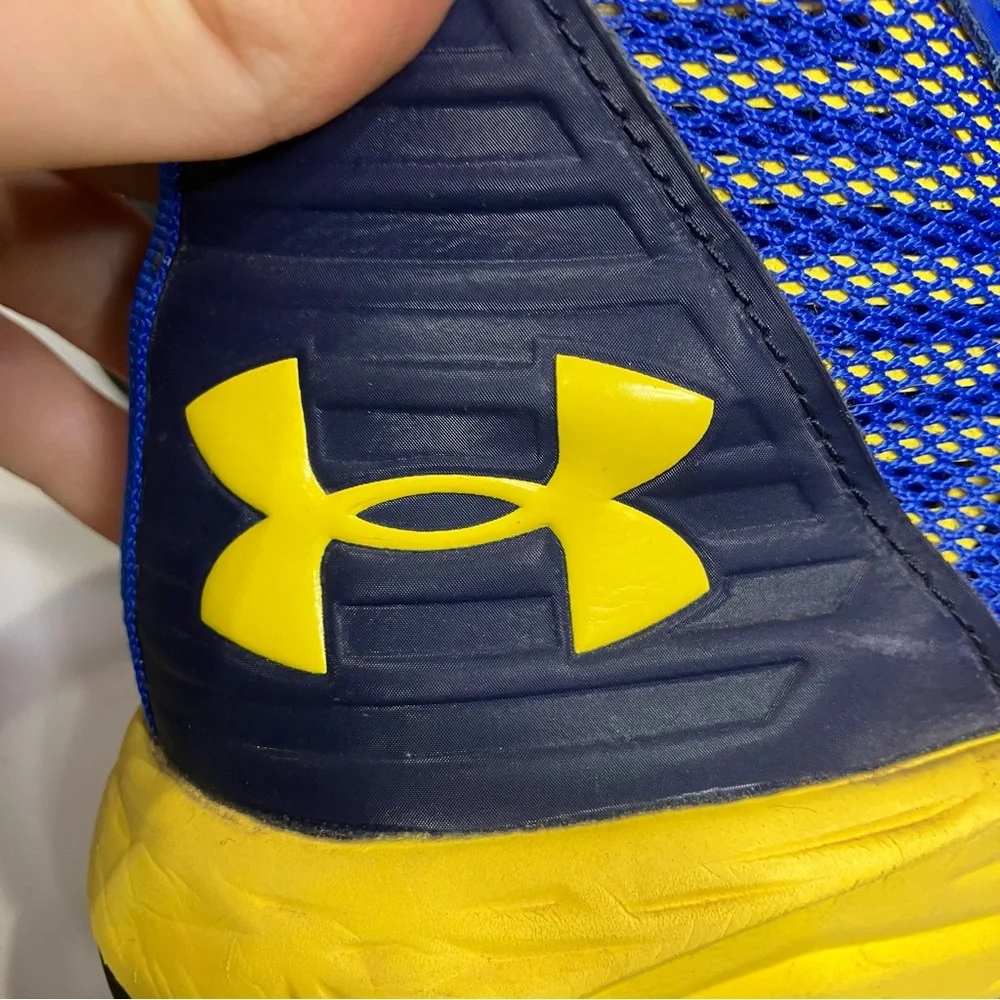 Under Armour royal blue yellow jet 2018 grade school basketball sneakers youth 6